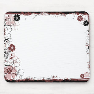 Grunge virvlar runt blommor röda Mousepad Musmatta