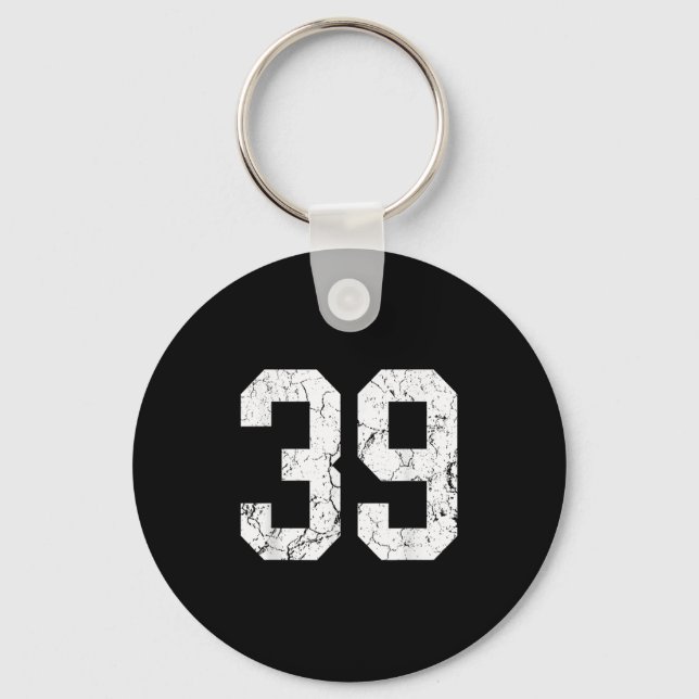Grunge White Number Jersey Uniform Player Fläkt Nyckelring (Framsida)