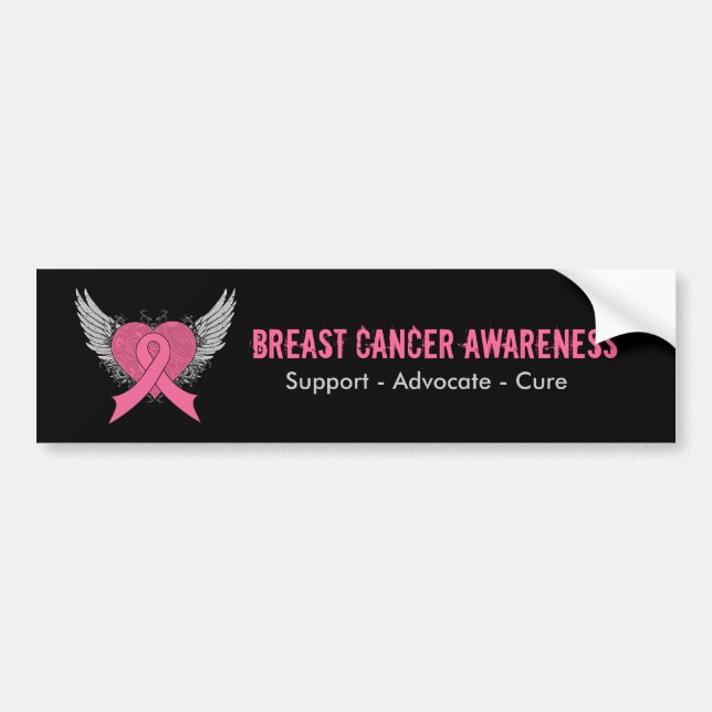 Grunge Winged Heart - Bumper Sticker för bröstcanc Bildekal (Framsidan)