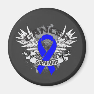 Grunge Winged Ribbon Colon Cancer Survivor Magnet