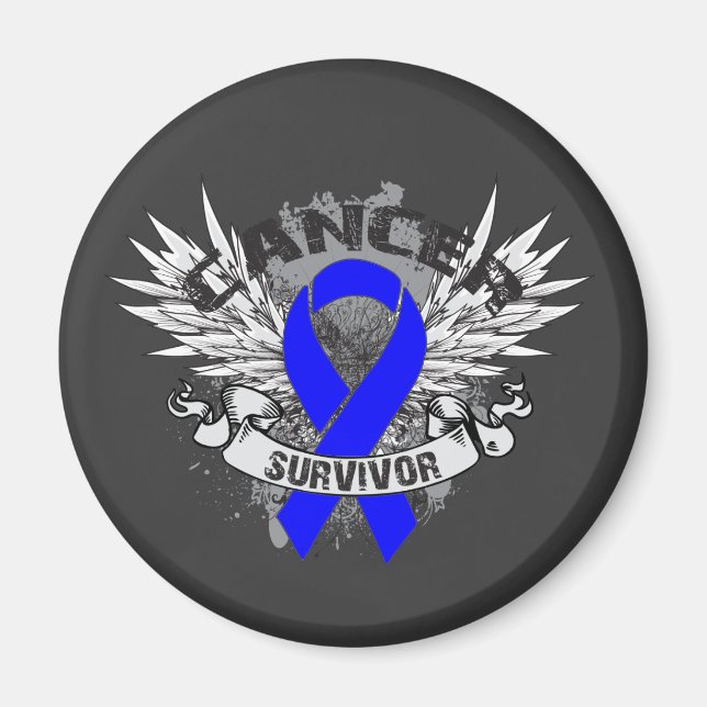Grunge Winged Ribbon Colon Cancer Survivor Magnet (Framsidan)