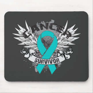 Grunge Winged Ribbon Ovarian Cancer Survivor Musmatta
