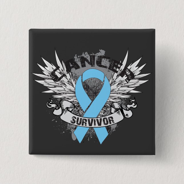 Grunge Winged Ribbon Prostate Cancer Survivor Knapp (Framsida)