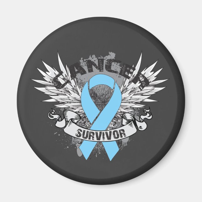 Grunge Winged Ribbon Prostate Cancer Survivor Magnet (Framsidan)