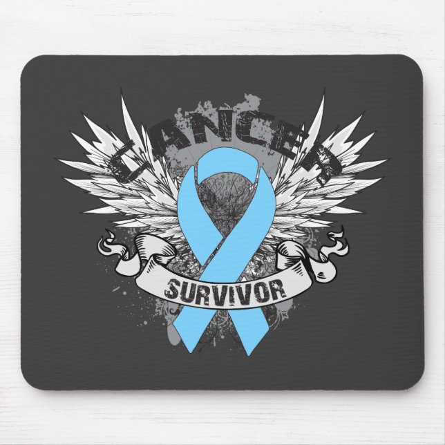 Grunge Winged Ribbon Prostate Cancer Survivor Musmatta (Framsidan)