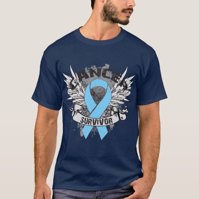 Grunge Winged Ribbon Prostate Cancer Survivor Tee (Framsida)