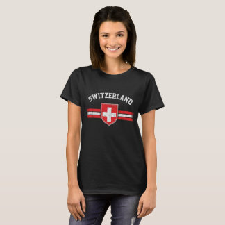 Grunge Worn Kolla Schweiz Flagga T-Shirt