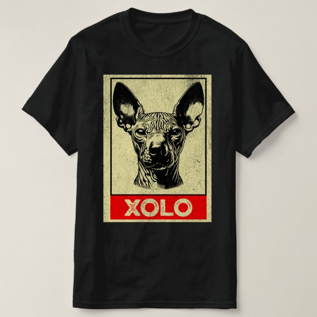 Grunge Xoloitzcuintli Illustration-profil T Shirt (Design framsida)