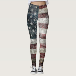 Grungeamerikanska flaggan leggings