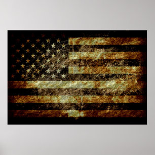 Grungeamerikanska flaggan poster
