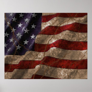 Grungeamerikanska flaggan poster