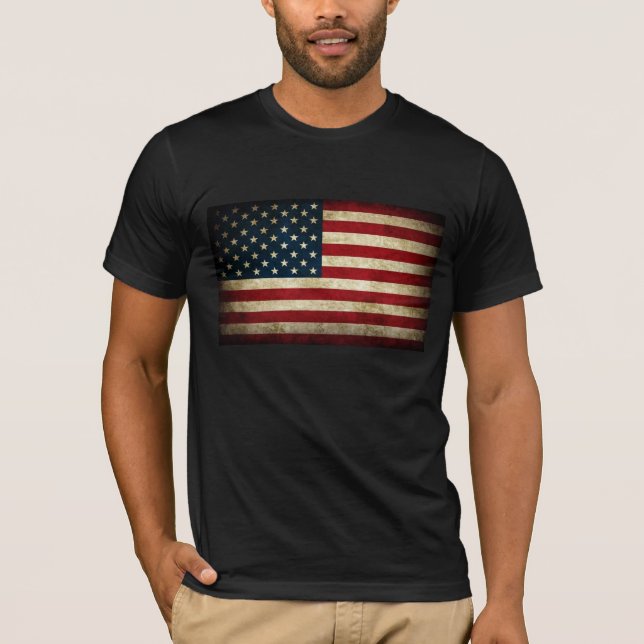 Grungeamerikanska flaggan tee shirt (Framsida)