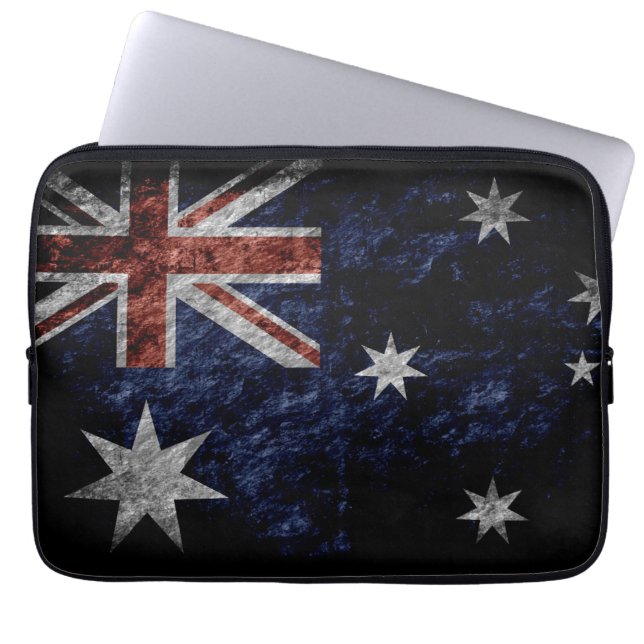 GrungeAustralien flagga 4 Laptop Sleeve (Framsidan)