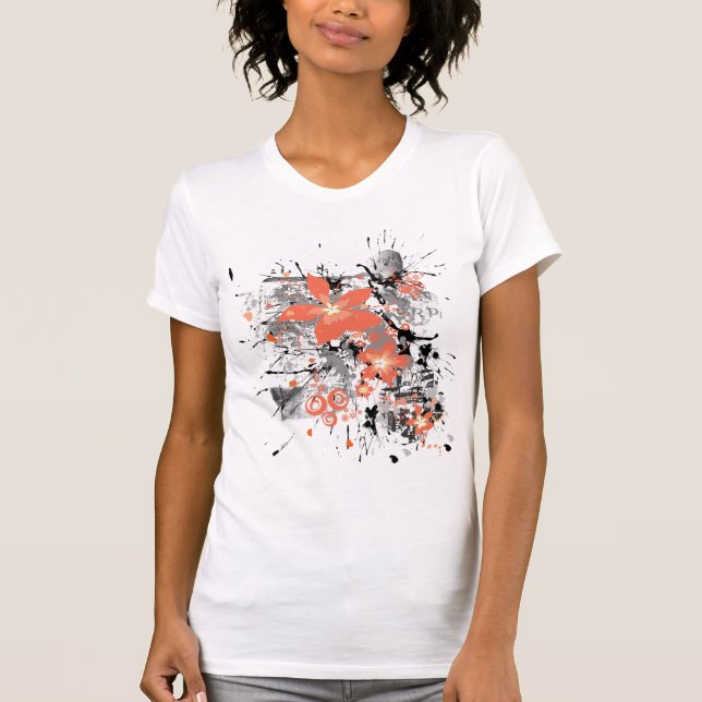 Grungeblommor Tee Shirt (Framsida)
