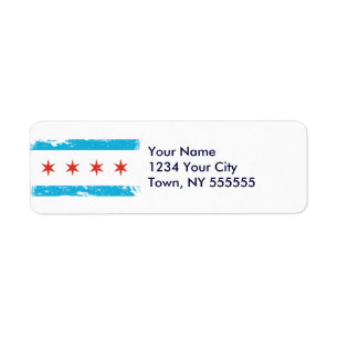 GrungeChicago flagga Returadress Etikett