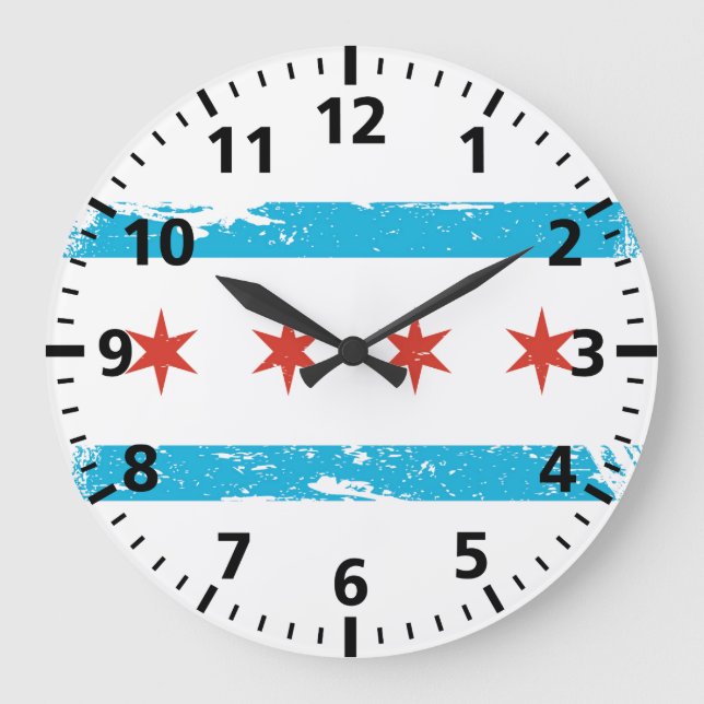 GrungeChicago flagga Stor Klocka (Framsida)