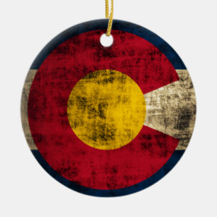 GrungeColorado flagga Julgransprydnad Keramik