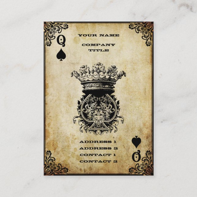 Grungedrottning av spadar visitkort (Framsida)