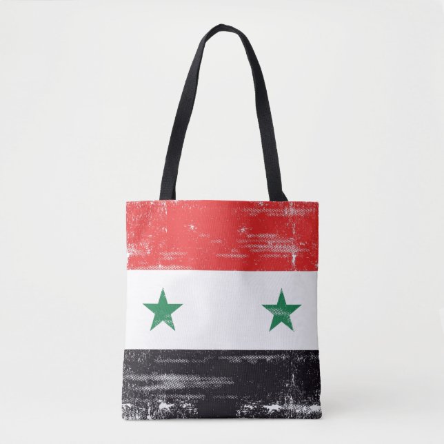 Grungeflagga av Syria. Tygkasse (Framsida)