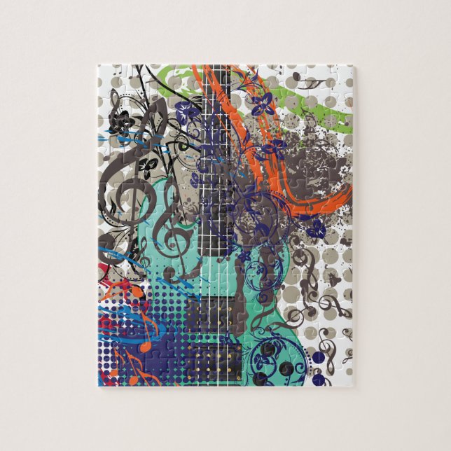 Grungegitarrillustration Pussel (Vertikal)