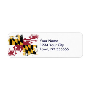 GrungeMaryland flagga Returadress Etikett