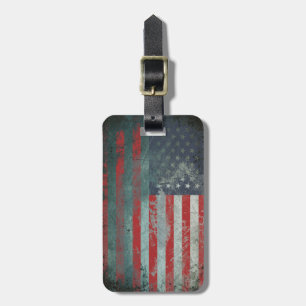 Grungemetallamerikanska flaggan 1 bagagebricka