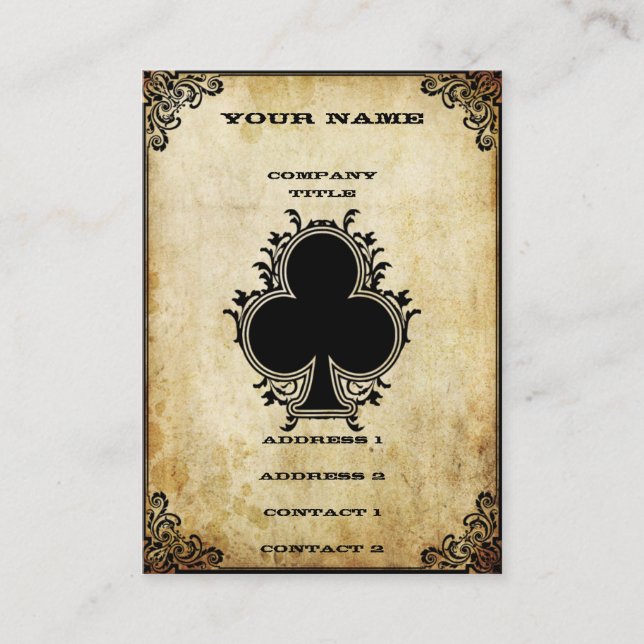 Grungeöverdängare av klubbar visitkort (Framsida)