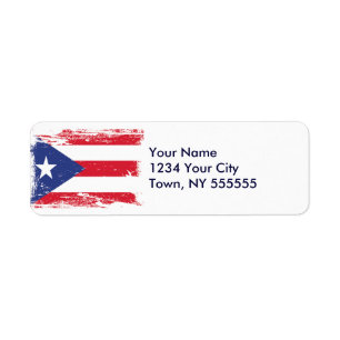 GrungePuerto Rico flagga Returadress Etikett