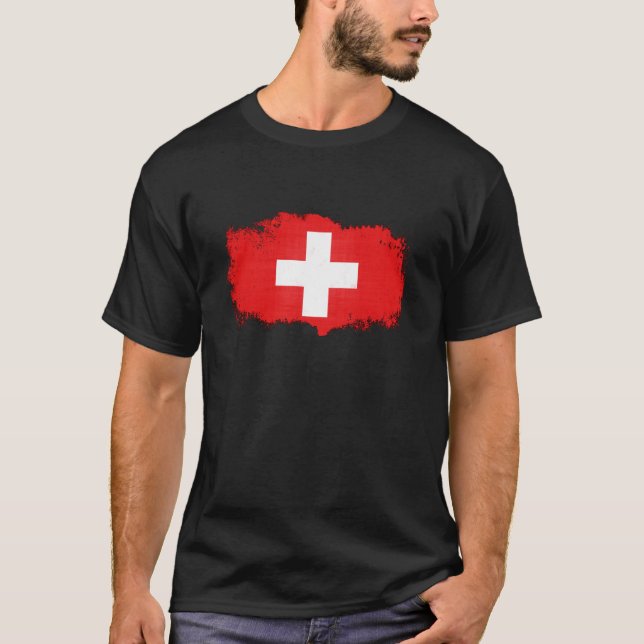 GrungeSchweitz flagga T Shirt (Framsida)