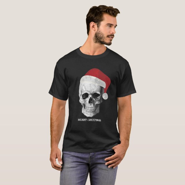 Grungeskalle Santa T Shirt (Hel framsida)