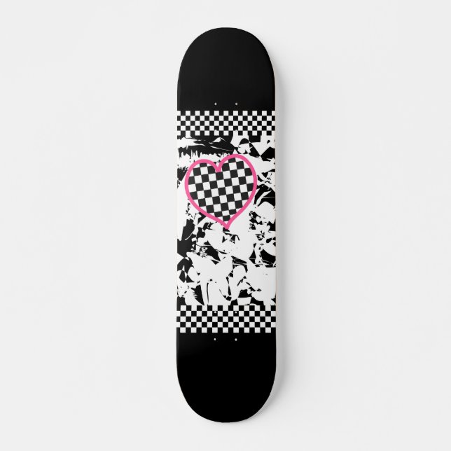 Grungetatueringhjärta Old School Skateboard Bräda 21,6 Cm (Framsida)