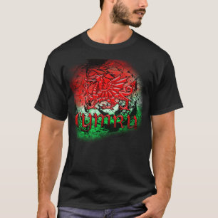 GrungeTShirt med den walesiska draken och Cymru Tee