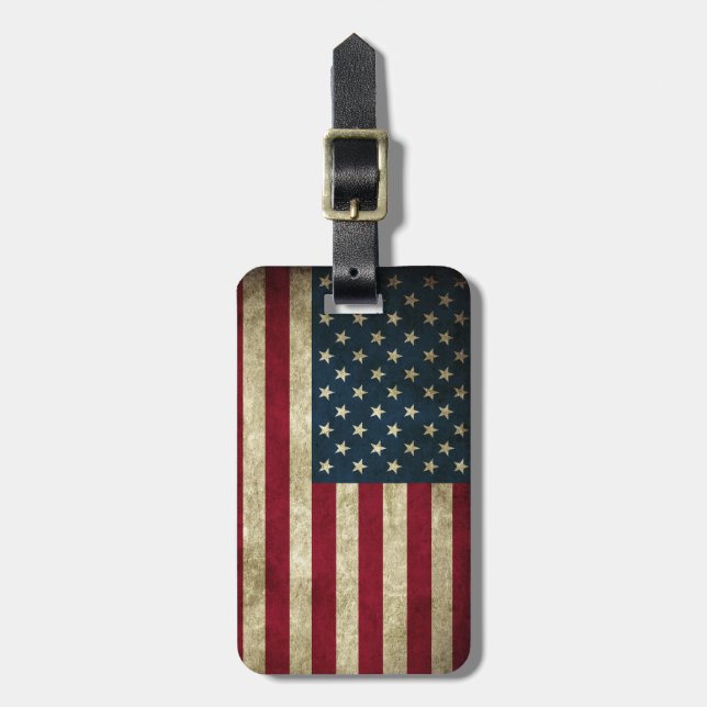 GrungeUSA för vintage patriotisk amerikanska Bagagebricka (Vertikal Framsida)