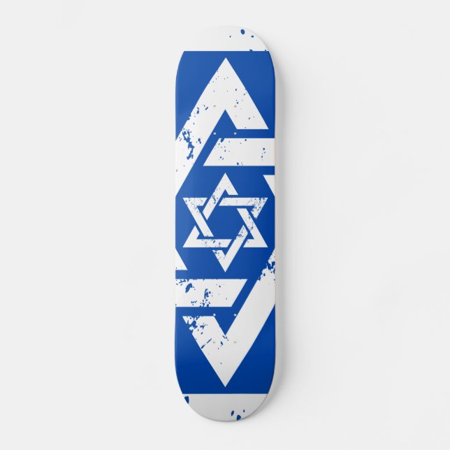 Grungevitdavidsstjärna Skateboard Bräda 21,5 Cm (Framsida)