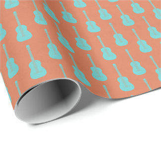Grungig Akustisk Gitarr Polkadot grön orange Presentpapper