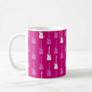 Grungig klassisk elgitarr prickig rosa vit kaffemugg