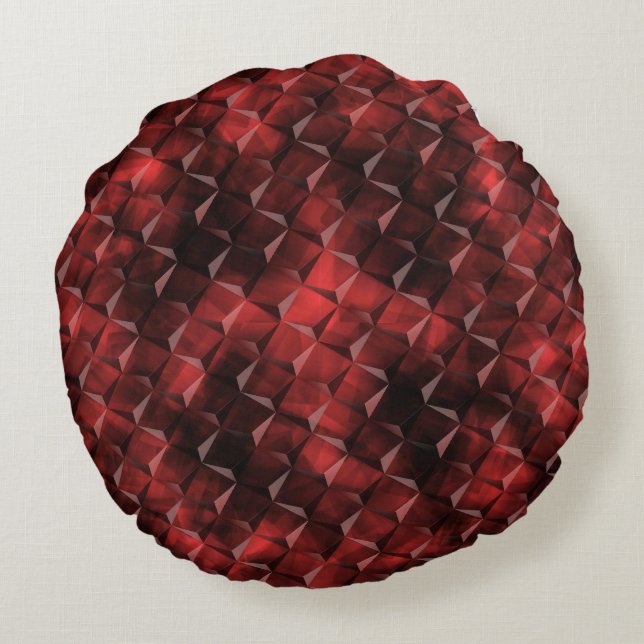 Grungy 3D trappor stil-kvadrater med kolfläckar Rund Kudde (Baksidan)