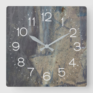Grungy Abstrakt Slate Design Fyrkantig Klocka