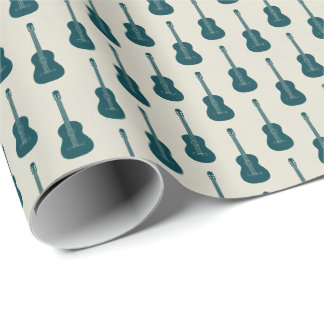 Grungy Akustisk Gitarr Polkadot blå kräm Presentpapper