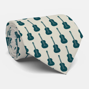 Grungy Akustisk Gitarr Polkadot blå kräm Slips