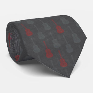 Grungy Akustisk Gitarr Polkadot grå röd Slips