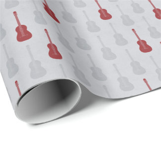 Grungy Akustisk Gitarr Polkadot vit röd Presentpapper