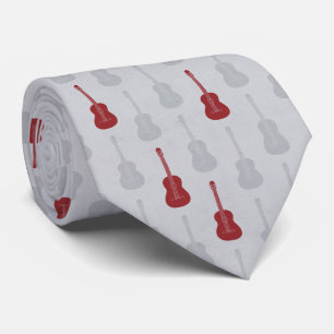 Grungy Akustisk Gitarr Polkadot vit röd Slips