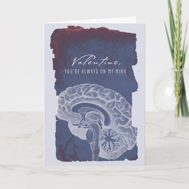 Grungy Anatomical Brain Valentine Day Card Tack Kort (Framsida)