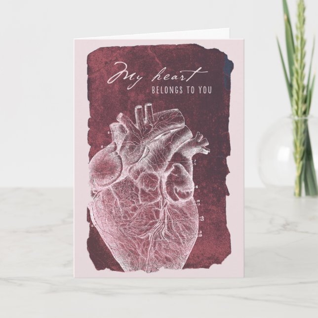 Grungy Anatomical Heart Valentine Card in Red Tack Kort (Framsida)