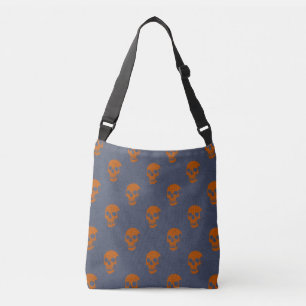 Grungy Anatomical Skull Polkadots orange blue Axelväska