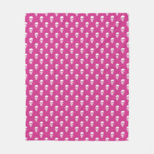 Grungy Anatomical Skull Polkadots rosa vit Fleecefilt