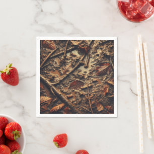 Grungy Autumnal Muddy Löv & Twigs Decoupage Pappersservett