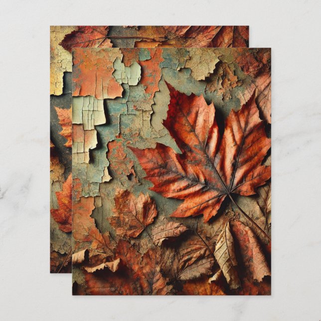 Grungy Autumnal Peeling Paint Scrapbook Papper (Fram/baksida)