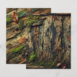 Grungy Autumnal Worn Wood and Moss Scrapbook Pappe